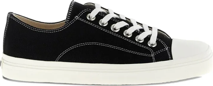 Edge contrast-stitch canvas trainers