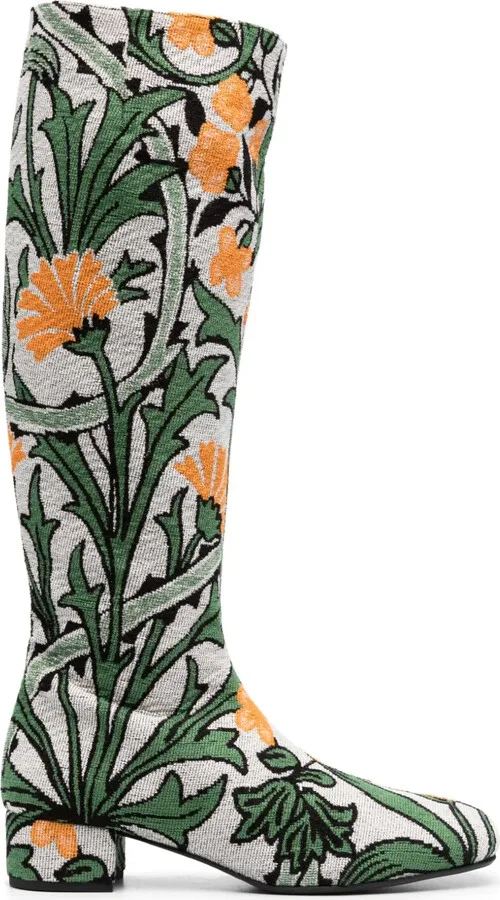 Edie 40mm floral-jacquard boots