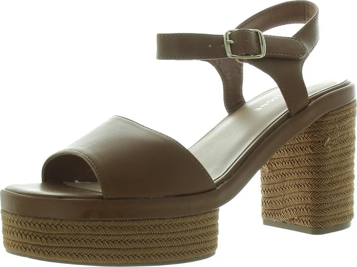 Edisonn Womens Buckle Faux Leather Platform Sandals