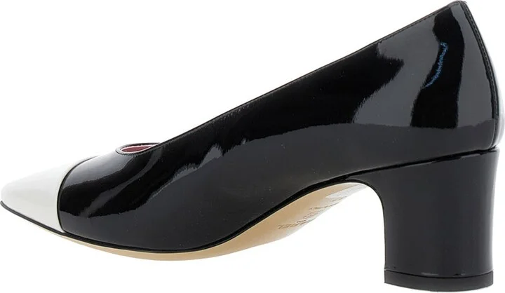 'edith' Black Pumps With Contrasting Toe In Leather Woman - Image 3