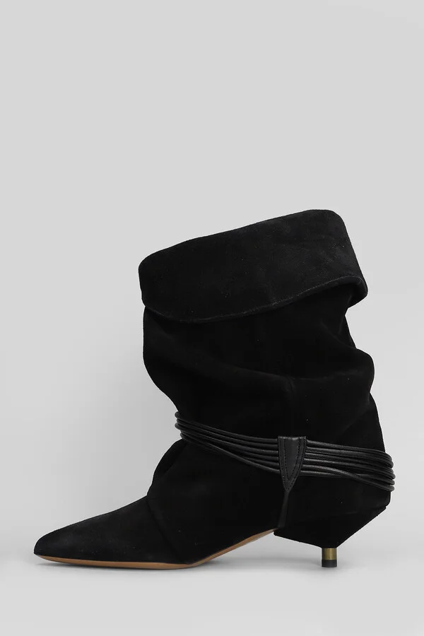 Edrika Low Heels Ankle Boots In Black Suede - Image 3