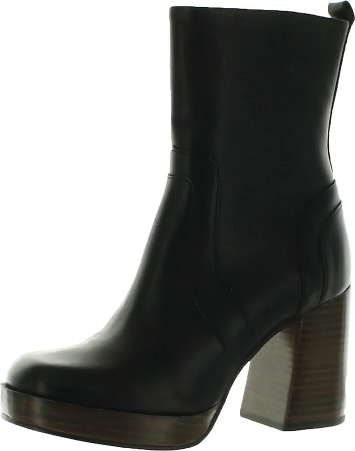 Edson Womens Zipper Leather Ankle Boots