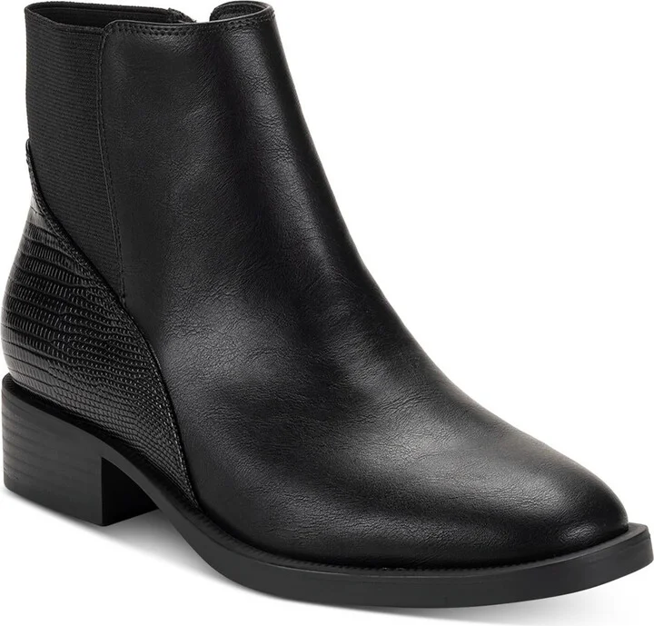 Edwinaa Womens Faux Leather Animal Print Booties