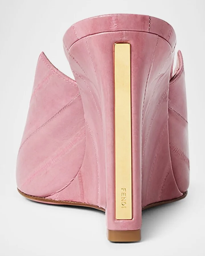 Eel Leather Peep-Toe Mules - Image 4