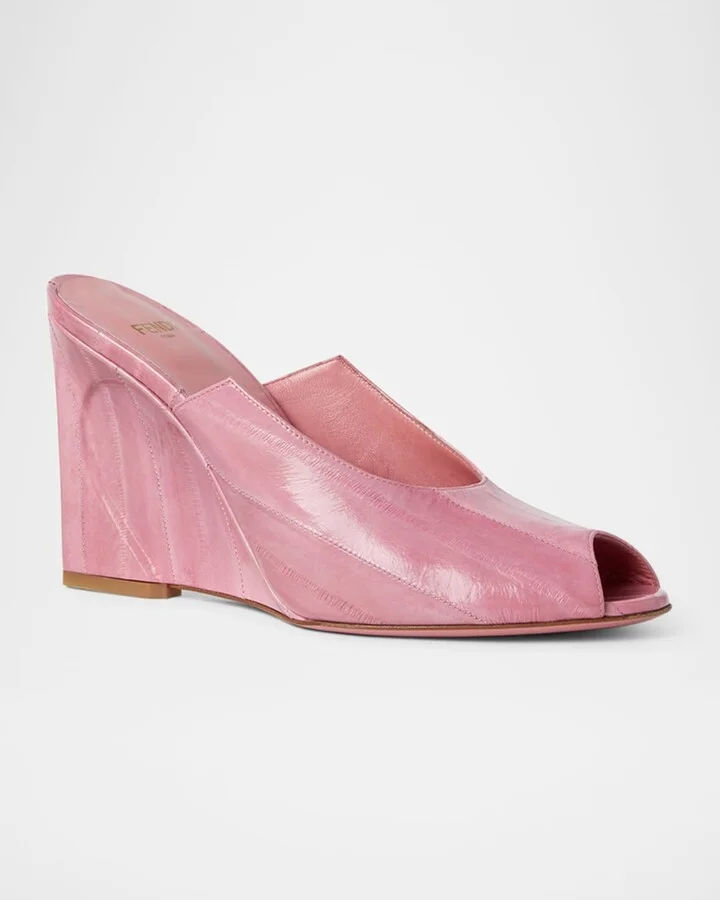 Eel Leather Peep-Toe Mules - Image 6