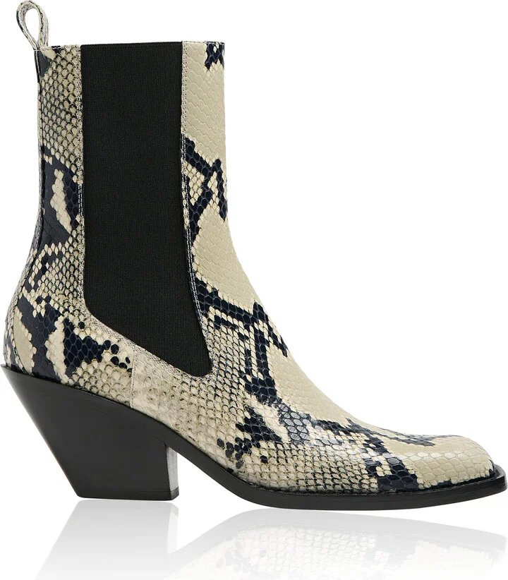 Effect Leather Ankle Boots