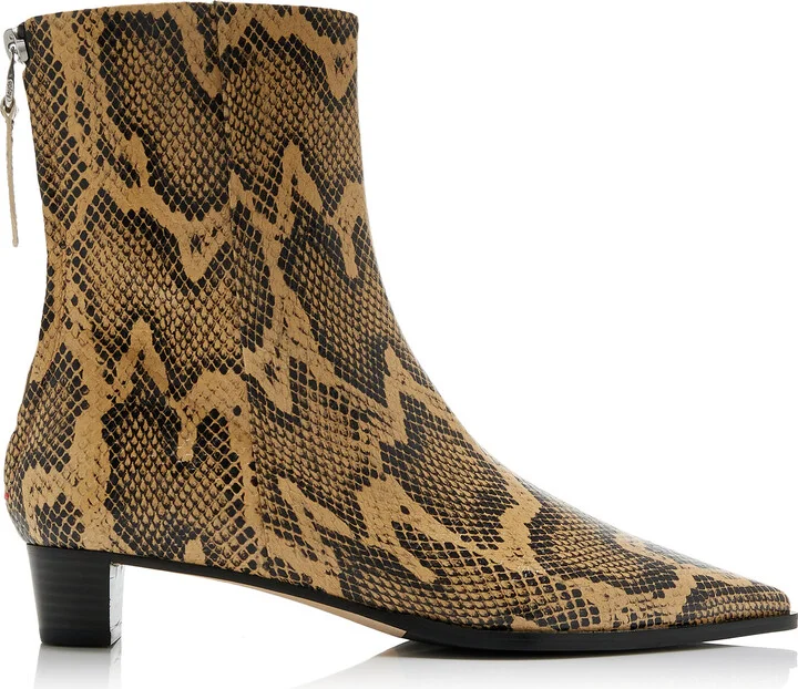 Effect Leather Ankle Boots