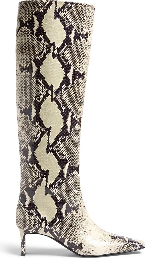 Effect Leather Knee Boots