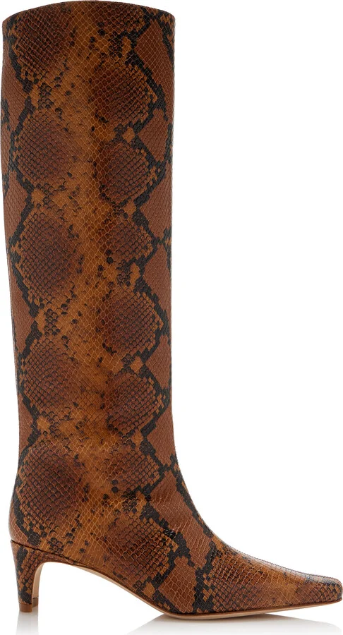 Effect Leather Knee Boots