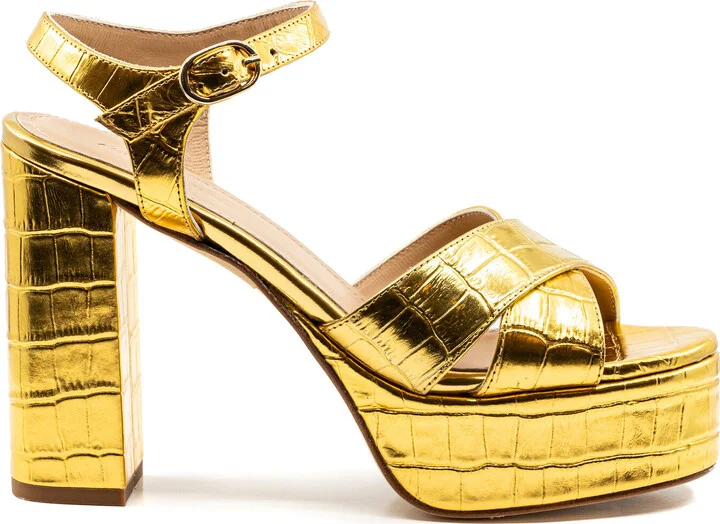 Effect Metallic-Leather Platform SandalsGomez