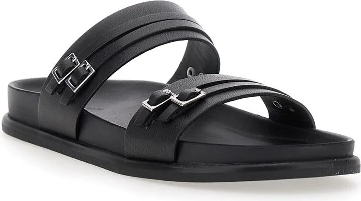 'Effie' Black Sandals With Two Buckle Closure In Leather Woman - Image 2