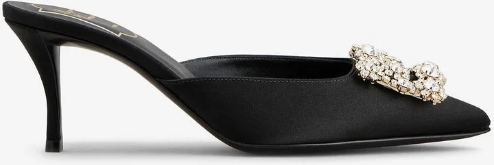 Efflorescence 65 Crystal Buckle Satin Mules
