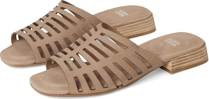 Eileen Fisher Fira Slide Women's Wedge Shoes Barley : 6 M, Leather