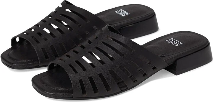 Eileen Fisher Fira Slide Women's Wedge Shoes Black : 7 M, Leather