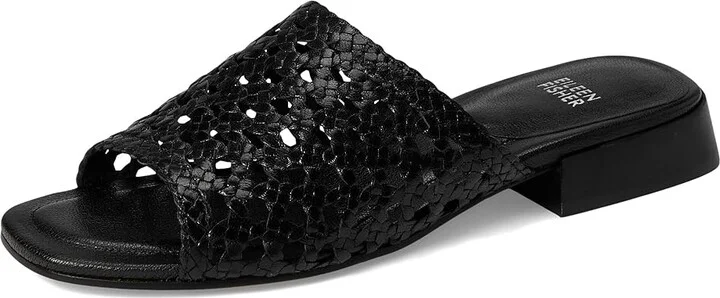 Eileen Fisher Folie Slide Women's Wedge Shoes Black : 9.5 M, Leather - Image 5