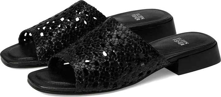 Eileen Fisher Folie Slide Women's Wedge Shoes Black : 9.5 M, Leather