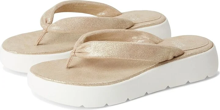 Eileen Fisher Jelly Thong Women's Wedge Shoes Platinum : 6.5 M, Leather