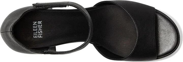 Eileen Fisher Nava Sandal Women's Wedge Shoes Black : 5.5 M, Leather - Image 2