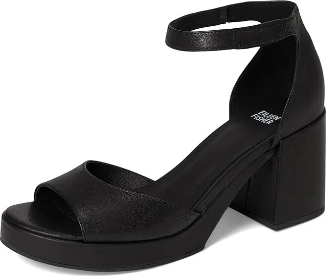 Eileen Fisher Nava Sandal Women's Wedge Shoes Black : 5.5 M, Leather - Image 5