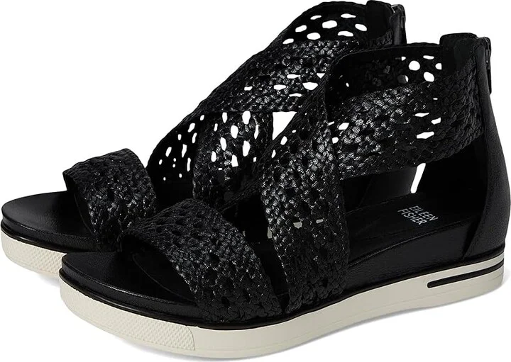 Eileen Fisher Sport Sandal Women's Wedge Shoes Black : 10 M, Leather
