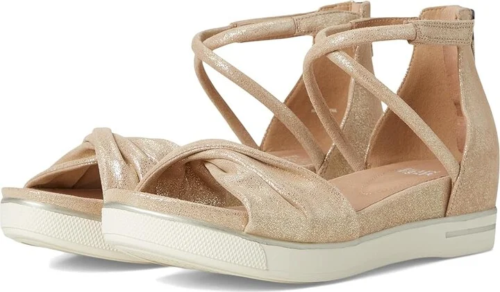 Eileen Fisher Suvi Sandal Women's Wedge Shoes Platinum : 8.5 M, Leather