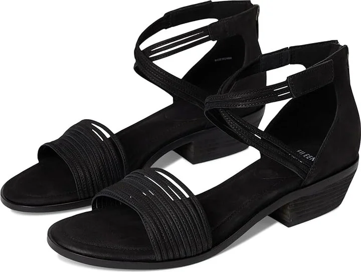 Eileen Fisher Viro Sandal Women's Wedge Shoes Black : 5 M, Leather