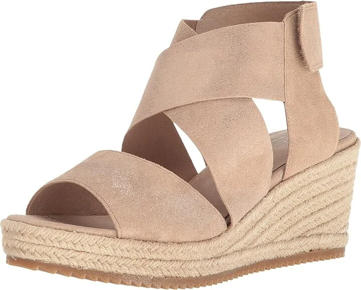 Eileen Fisher Willow 3 Women's Wedge Shoes Light Gold Metallic Suede : 5 B - Medium - Image 2