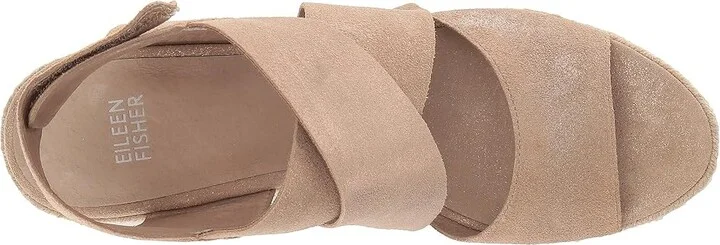 Eileen Fisher Willow 3 Women's Wedge Shoes Light Gold Metallic Suede : 5 B - Medium - Image 3