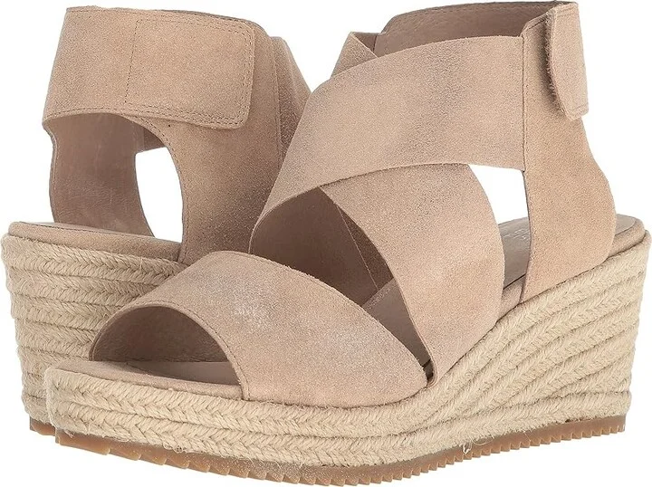 Eileen Fisher Willow 3 Women's Wedge Shoes Light Gold Metallic Suede : 5 B - Medium
