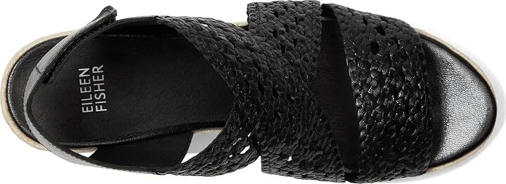 Eileen Fisher Willow Wedge Women's Wedge Shoes Black : 6.5 M, Leather/Rubber - Image 2