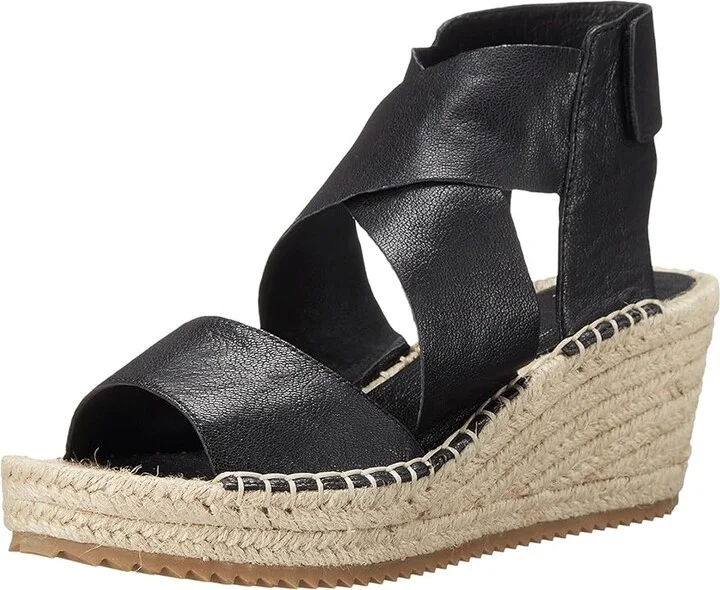 Eileen Fisher Willow Women's Wedge Shoes Black Tumbled Leather : 5 B - Medium - Image 2