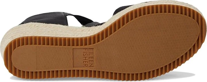Eileen Fisher Willow Women's Wedge Shoes Black Tumbled Leather : 5 B - Medium - Image 4
