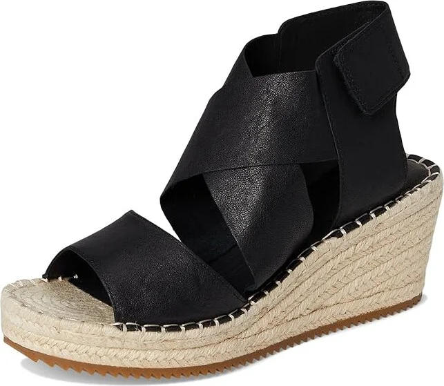 Eileen Fisher Willow Women's Wedge Shoes Black Tumbled Leather : 5 B - Medium - Image 6