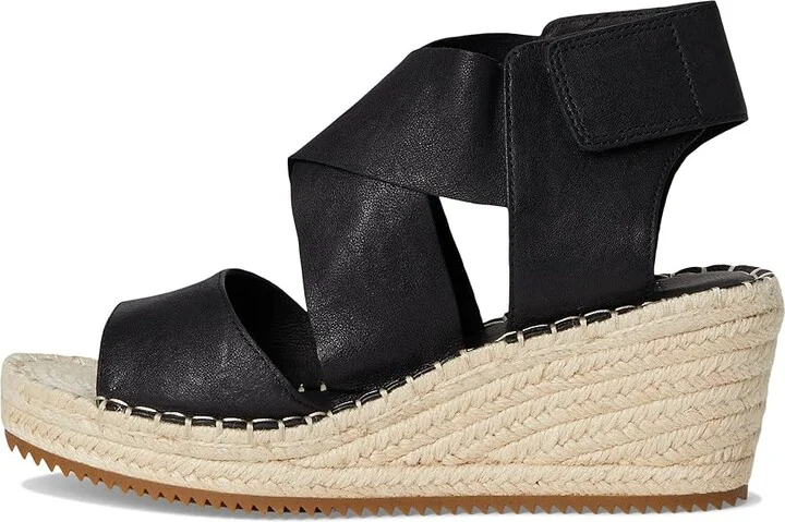Eileen Fisher Willow Women's Wedge Shoes Black Tumbled Leather : 5 B - Medium - Image 7