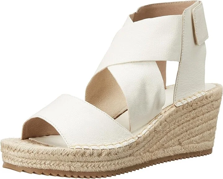 Eileen Fisher Willow Women's Wedge Shoes Bone Tumbled Leather : 5 B - Medium - Image 2