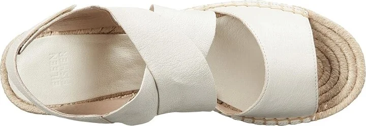 Eileen Fisher Willow Women's Wedge Shoes Bone Tumbled Leather : 5 B - Medium - Image 3