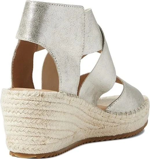 Eileen Fisher Willow Women's Wedge Shoes Platinum Glitter Suede : 7.5 B - Medium, Leather - Image 4