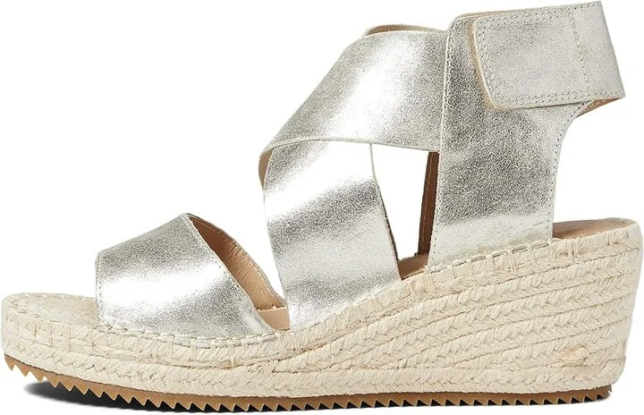 Eileen Fisher Willow Women's Wedge Shoes Platinum Glitter Suede : 7.5 B - Medium, Leather - Image 5