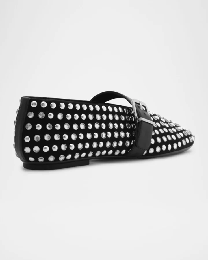 Eiza Glam Studded Suede Buckle Flats - Image 4