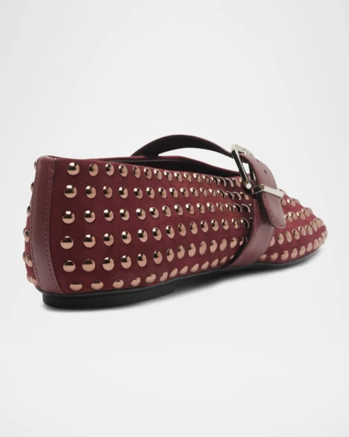Eiza Shine Studded Suede Buckle Flats - Image 3