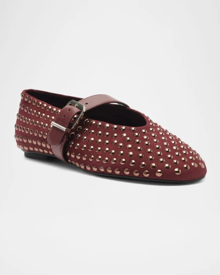 Eiza Shine Studded Suede Buckle Flats - Image 5