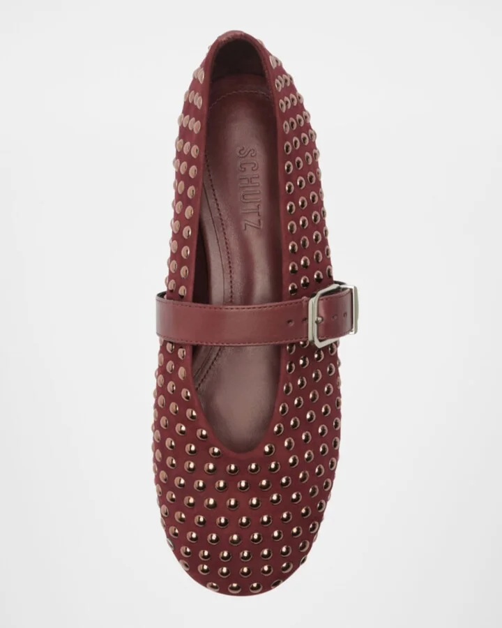 Eiza Shine Studded Suede Buckle Flats - Image 6
