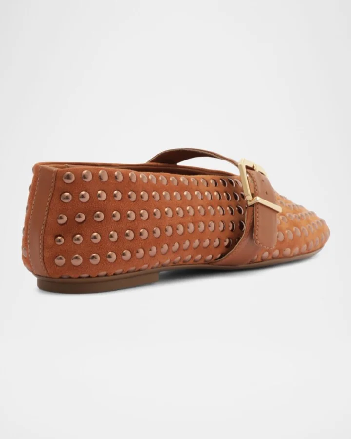 Eiza Shine Studded Suede Buckle Flats - Image 9