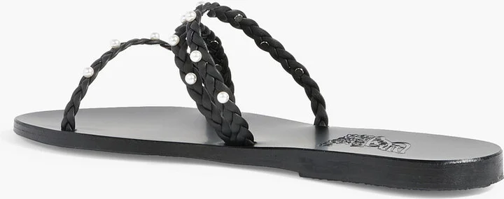 Ekaterini faux pearl-embellished braided leather sandals - Image 3