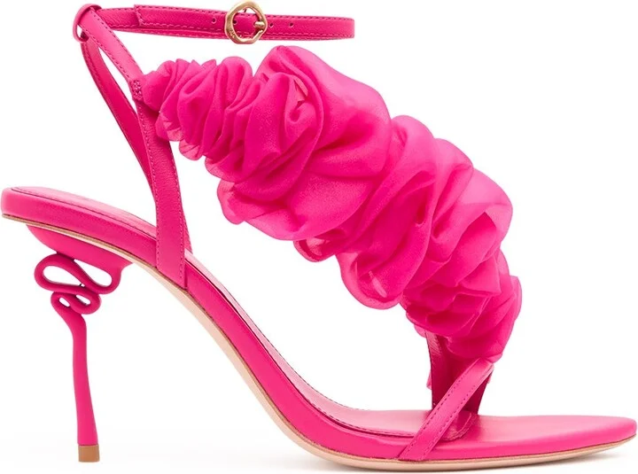 Ela Ruffle Ribbon Heel In Colour Deep Magenta Size 39 - Image 2