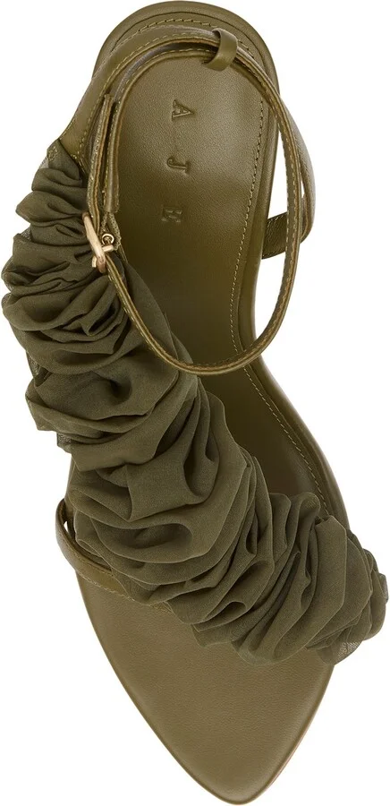 Ela Ruffle Ribbon Heel In Colour Deep Olive Size 36 - Image 4