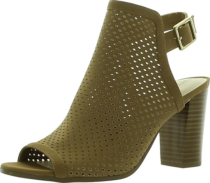 Elaine Womens Faux Leather Perforated Mule Sandals