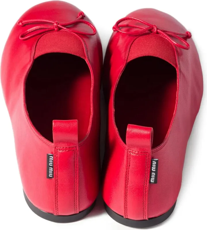 Élan bow-detail leather ballerina flats - Image 3