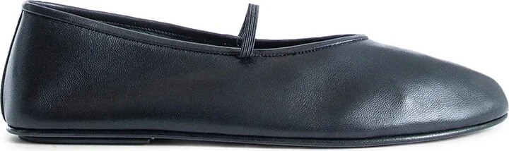 Elastic Ballet Slippers in Leather
