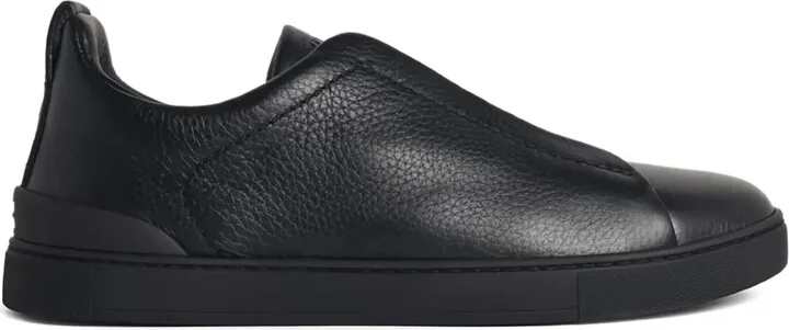 Elastic-Band Leather Sneakers